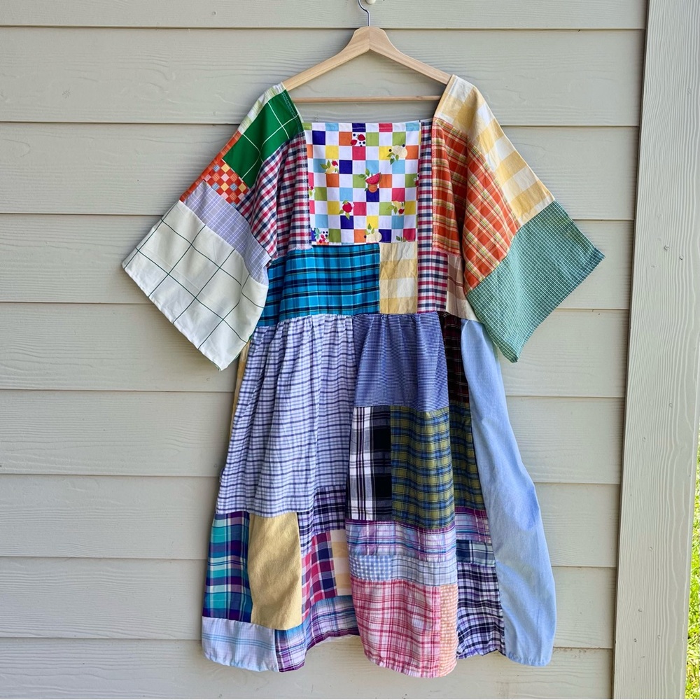 Handmade Quilted Patchwork Plaid Dress SKU 05276 - Picture 5 of 16